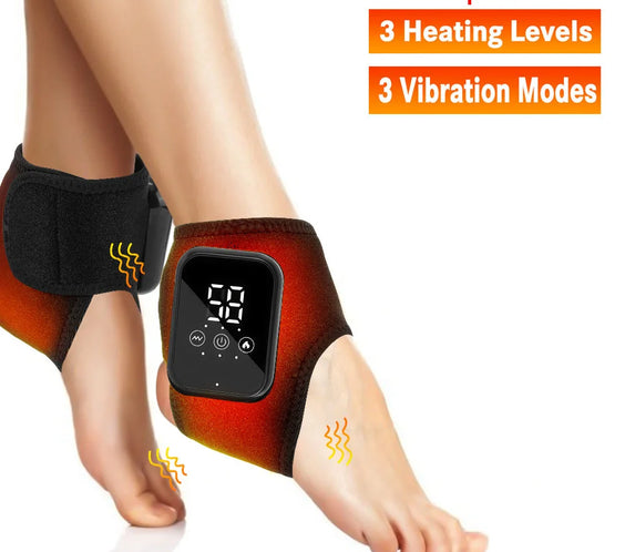 Electric Ankle Brace with Heat & Vibration Massage – Adjustable Support for Foot Pain, Arthritis & Plantar Fasciitis