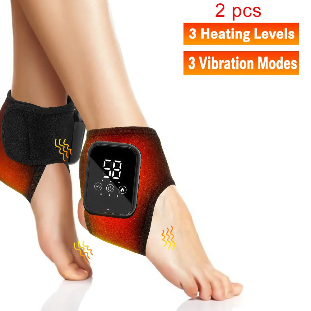 Electric Ankle Brace with Heat & Vibration Massage – Adjustable Support for Foot Pain, Arthritis & Plantar Fasciitis