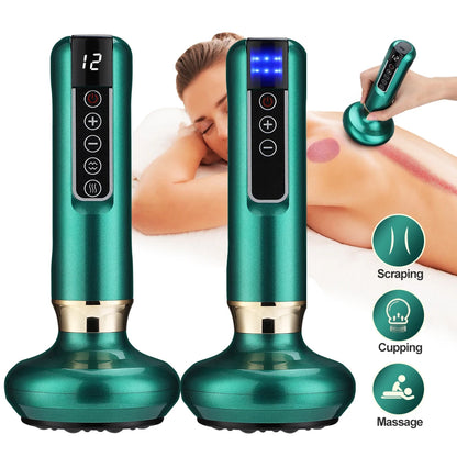 6/12 Gears Electric Cupping Massager Vacuum Suction Cup GuaSha Anti Cellulite Scraping Infrared Heat Body Slimming Massage
