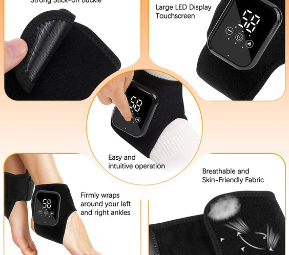 Electric Ankle Brace with Heat & Vibration Massage – Adjustable Support for Foot Pain, Arthritis & Plantar Fasciitis