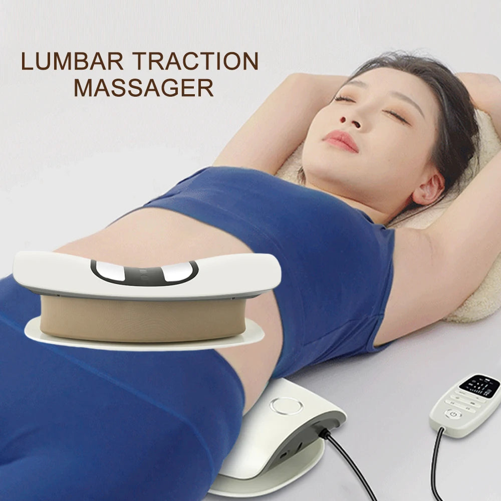 Electric Lumbar Traction Massager Inflatable Back Stretcher Device Adjustable Vibration Waist Massager Waist Spine Support Back