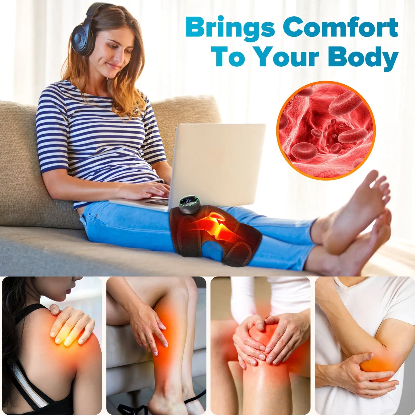 Cordless Heated Knee & Shoulder Brace for Joint Support & Recovery