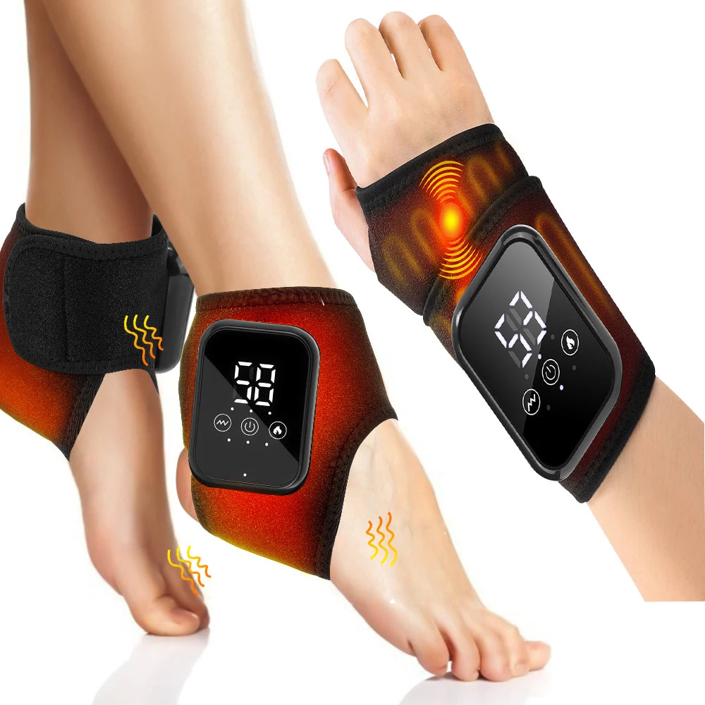 Electric Ankle Brace with Heat & Vibration Massage – Adjustable Support for Foot Pain, Arthritis & Plantar Fasciitis