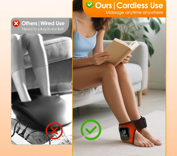Electric Ankle Brace with Heat & Vibration Massage – Adjustable Support for Foot Pain, Arthritis & Plantar Fasciitis