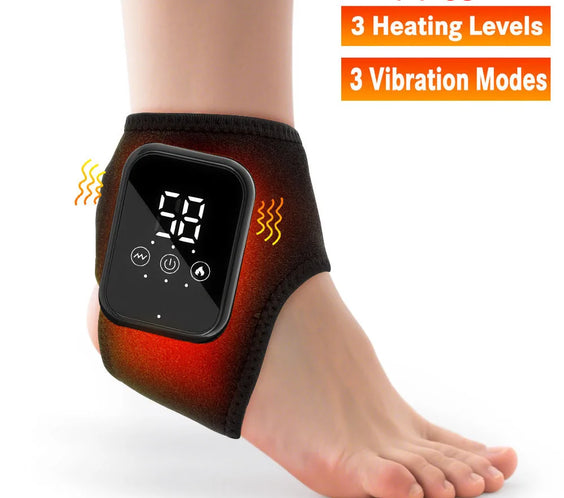 Electric Ankle Brace with Heat & Vibration Massage – Adjustable Support for Foot Pain, Arthritis & Plantar Fasciitis