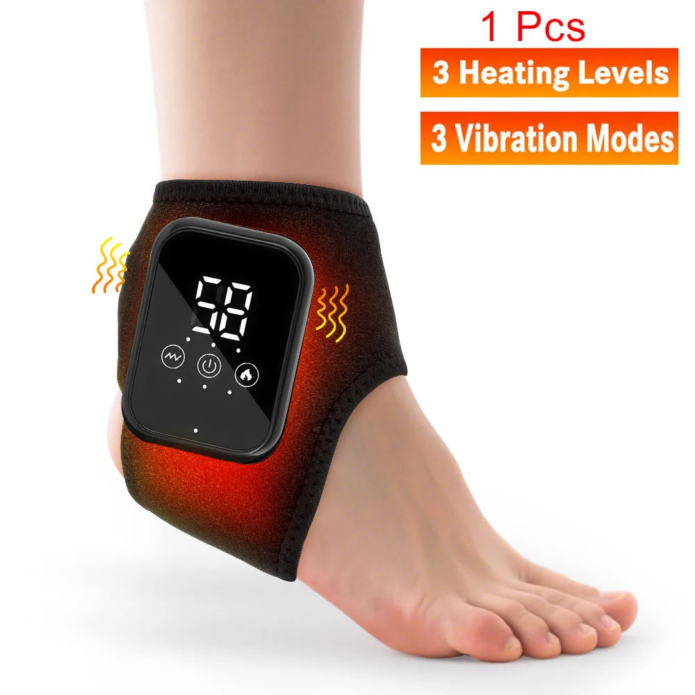 Electric Ankle Brace with Heat & Vibration Massage – Adjustable Support for Foot Pain, Arthritis & Plantar Fasciitis