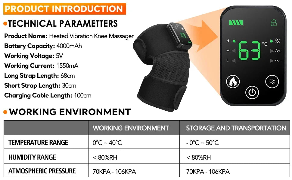 Cordless Heated Knee & Shoulder Brace for Joint Support & Recovery