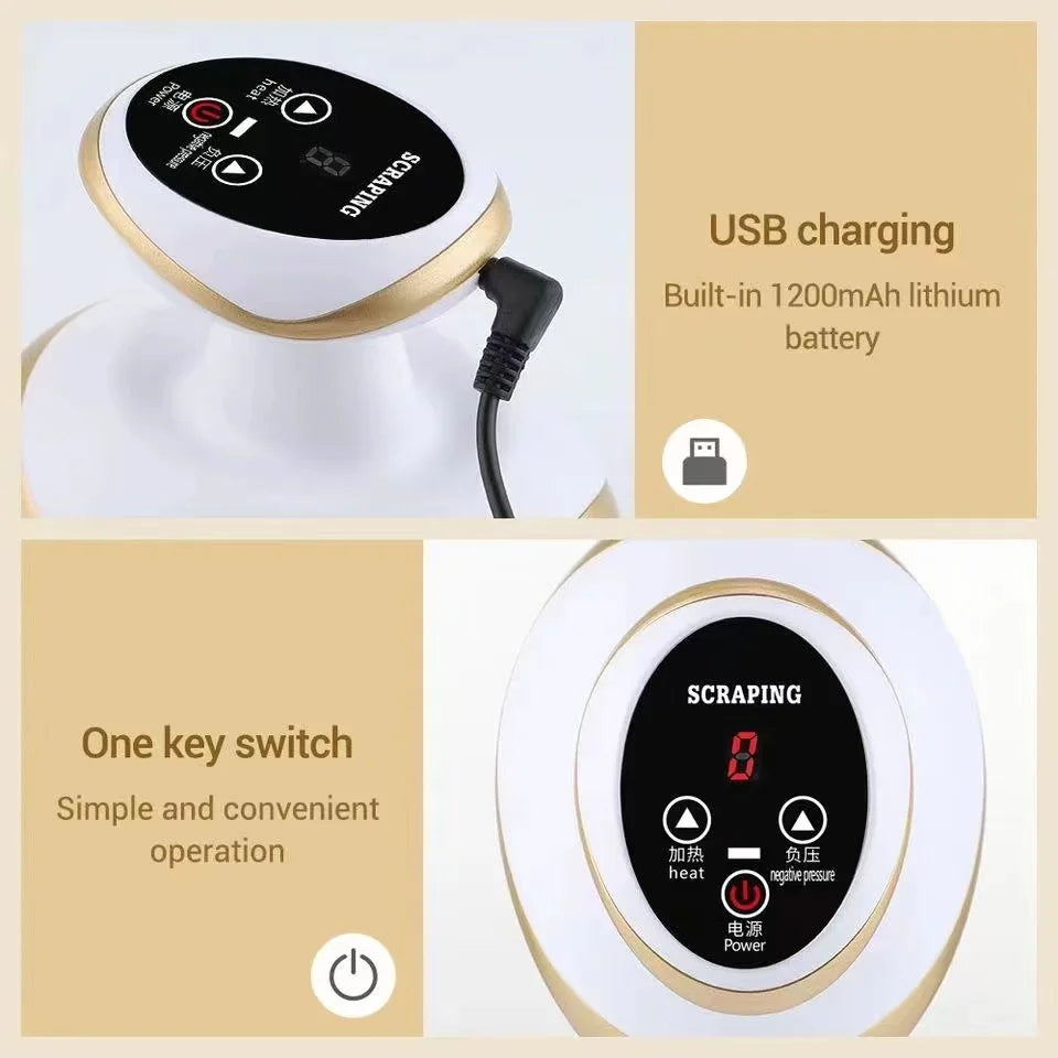 Electric Scraping Massage Cupping Body Massager Vacuum Cans Suction Cup Heating Fat Burner Anti-cellulite Massager