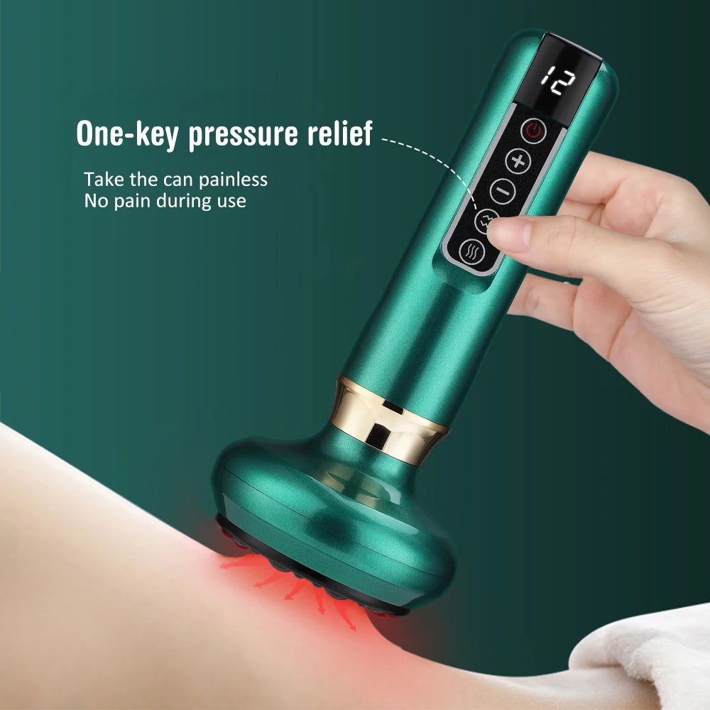 6/12 Gears Electric Cupping Massager Vacuum Suction Cup GuaSha Anti Cellulite Scraping Infrared Heat Body Slimming Massage
