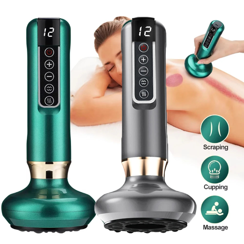 6/12 Gears Electric Cupping Massager Vacuum Suction Cup GuaSha Anti Cellulite Scraping Infrared Heat Body Slimming Massage