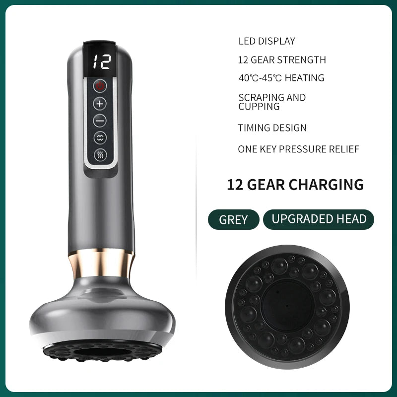 6/12 Gears Electric Cupping Massager Vacuum Suction Cup GuaSha Anti Cellulite Scraping Infrared Heat Body Slimming Massage