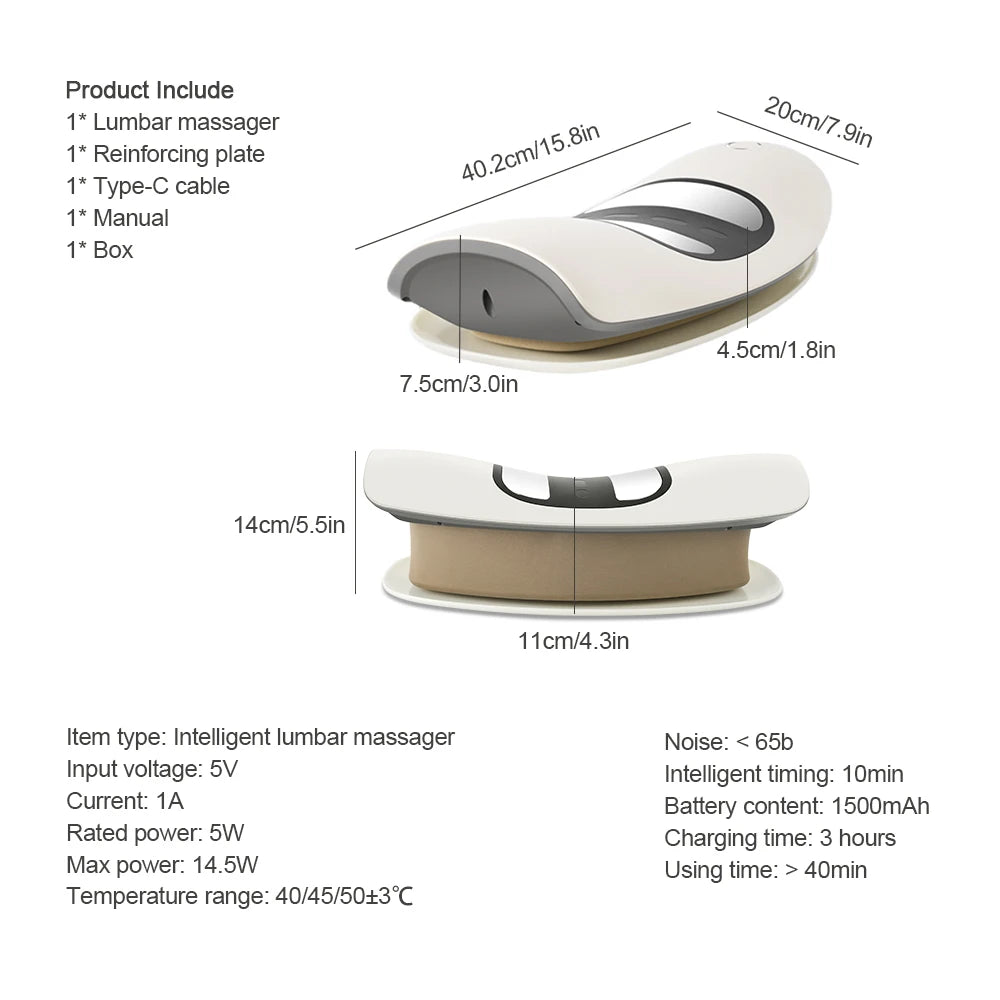 Electric Lumbar Traction Massager Inflatable Back Stretcher Device Adjustable Vibration Waist Massager Waist Spine Support Back